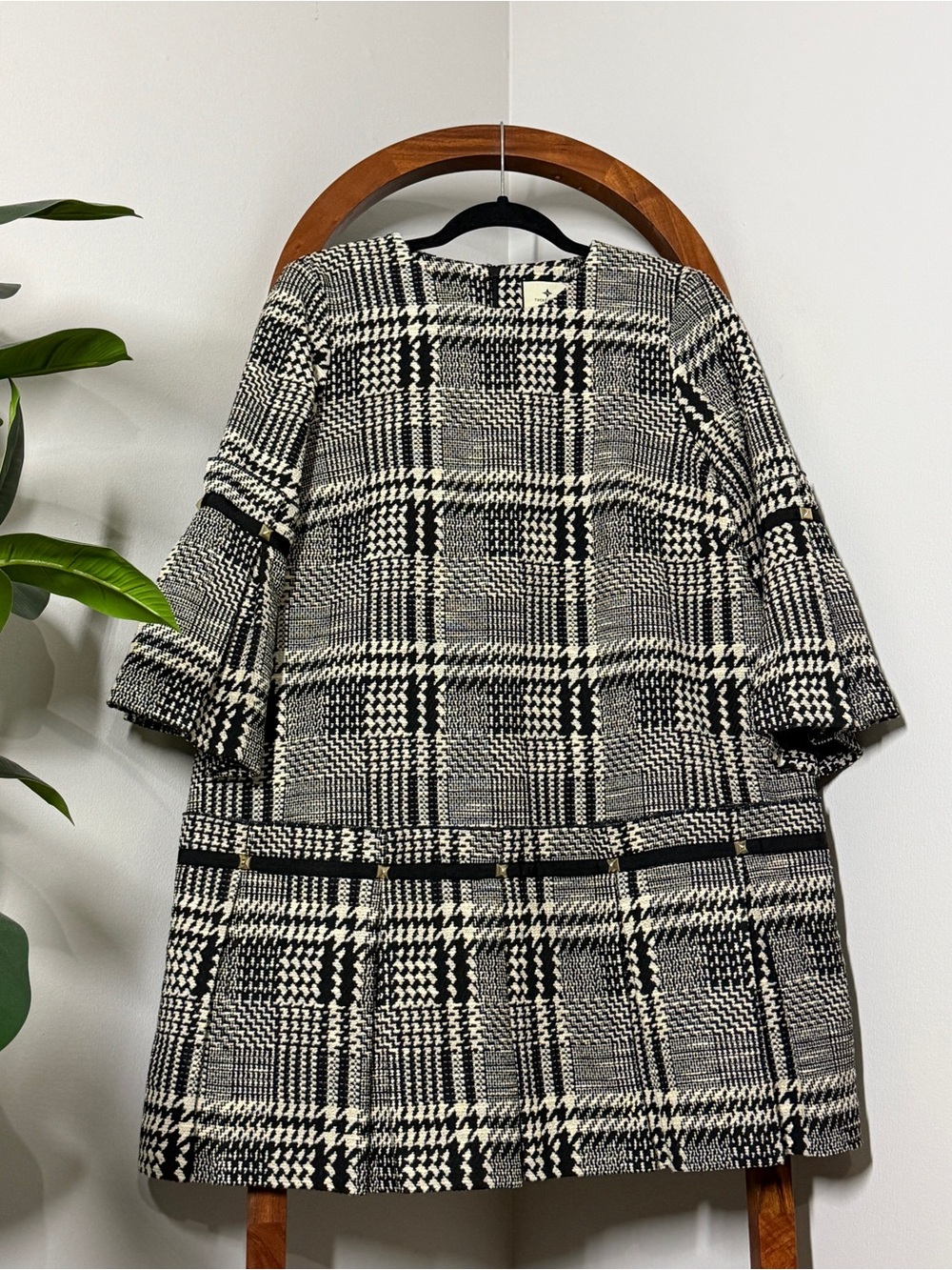 Tuckernuck MEDIUM Black White Tweed Kennedy Dress